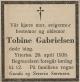 Tobine Gabrielsen, født Eliassen (18581-1938) - Dødsannonse i Tvedestrandsposten, torsdag 28. april 1938