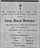 Tone Olava Homme (1899-1972) - Dødsannonse i Fædrelandsvennen, lørdag 11. november 1972