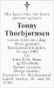 Tonny Thorbjørnsen, født Møller (1896-1995) - Dødsannonse i Fædrelandsvennen den 20. mai 1995