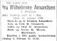 Wilhelmine Amundsen, født Petersen (1864-1948) - Dødsannonse i Aftenposten, mandag 2. februar 1948 Wilhelmine Amundsen, født Petersen (1864-1948) - Dødsannonse i Aftenposten, mandag 2. februar 1948