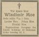 Wladimir Moe (1856-1927) - Dødsannonse i Fædrelandsvennen den 18. oktober 1927 Wladimir Moe (1856-1927) - Dødsannonse i Fædrelandsvennen den 18. oktober 1927