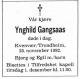 Ynghild Therese Gangsaas, født Mære (1904-1992) - Dødsannonse i Adresseavisen, fredag 27. november 1992